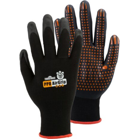 Workpower Arbeitshandschuh Airgrip Dot Schwarz-Orange Gr. 8